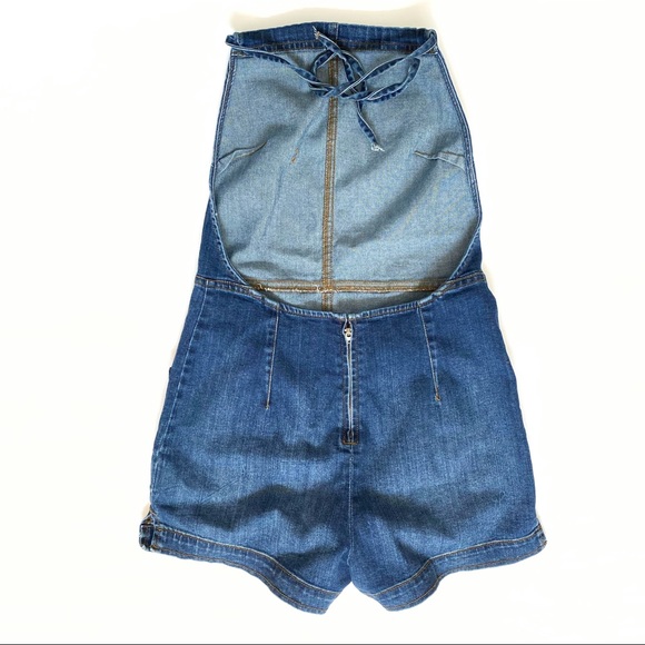 Free People blue denim halter romper overalls - Picture 8 of 16